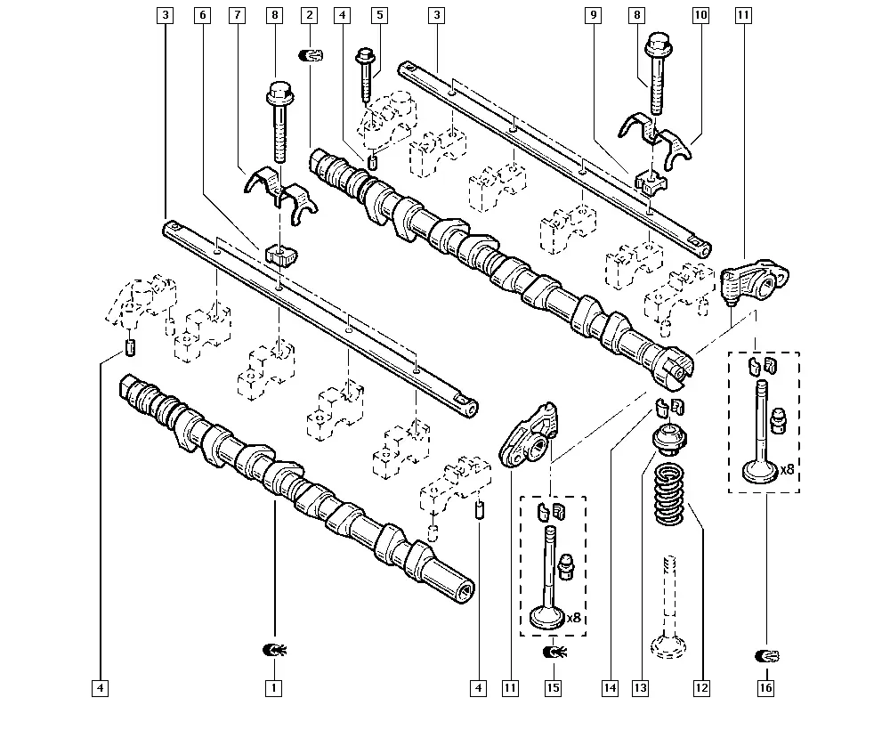 Camshaft and Valves diagram