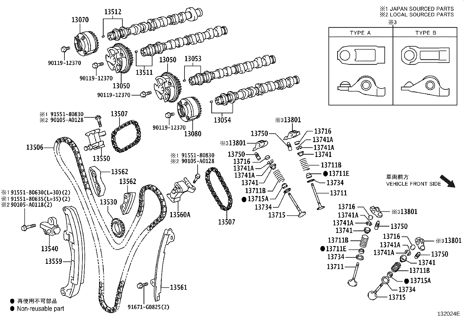 Camshaft and Valves diagram