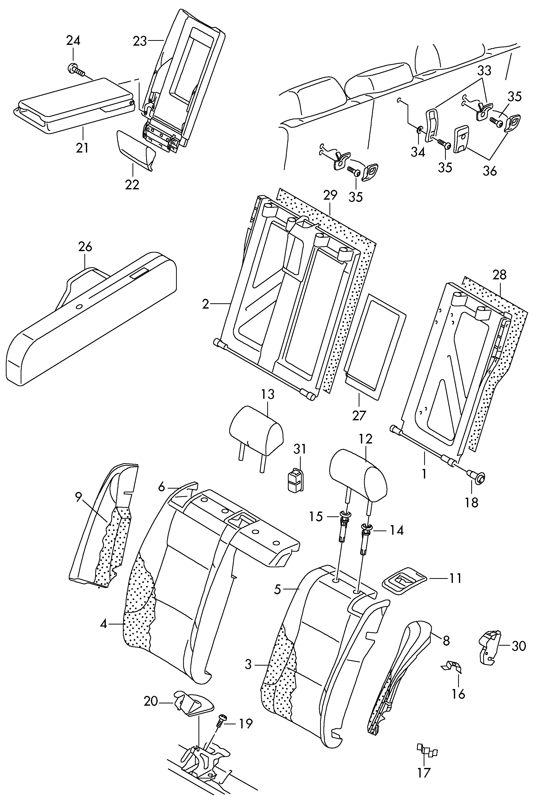 Split Seat Backrest diagram