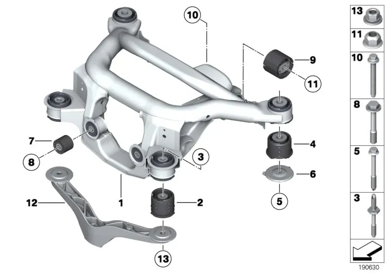 Rear axle carrier diagram