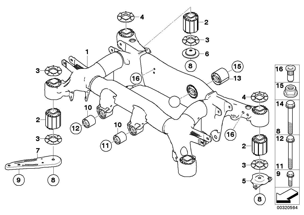 Rear axle carrier diagram
