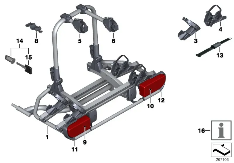 Rear bike rack diagram