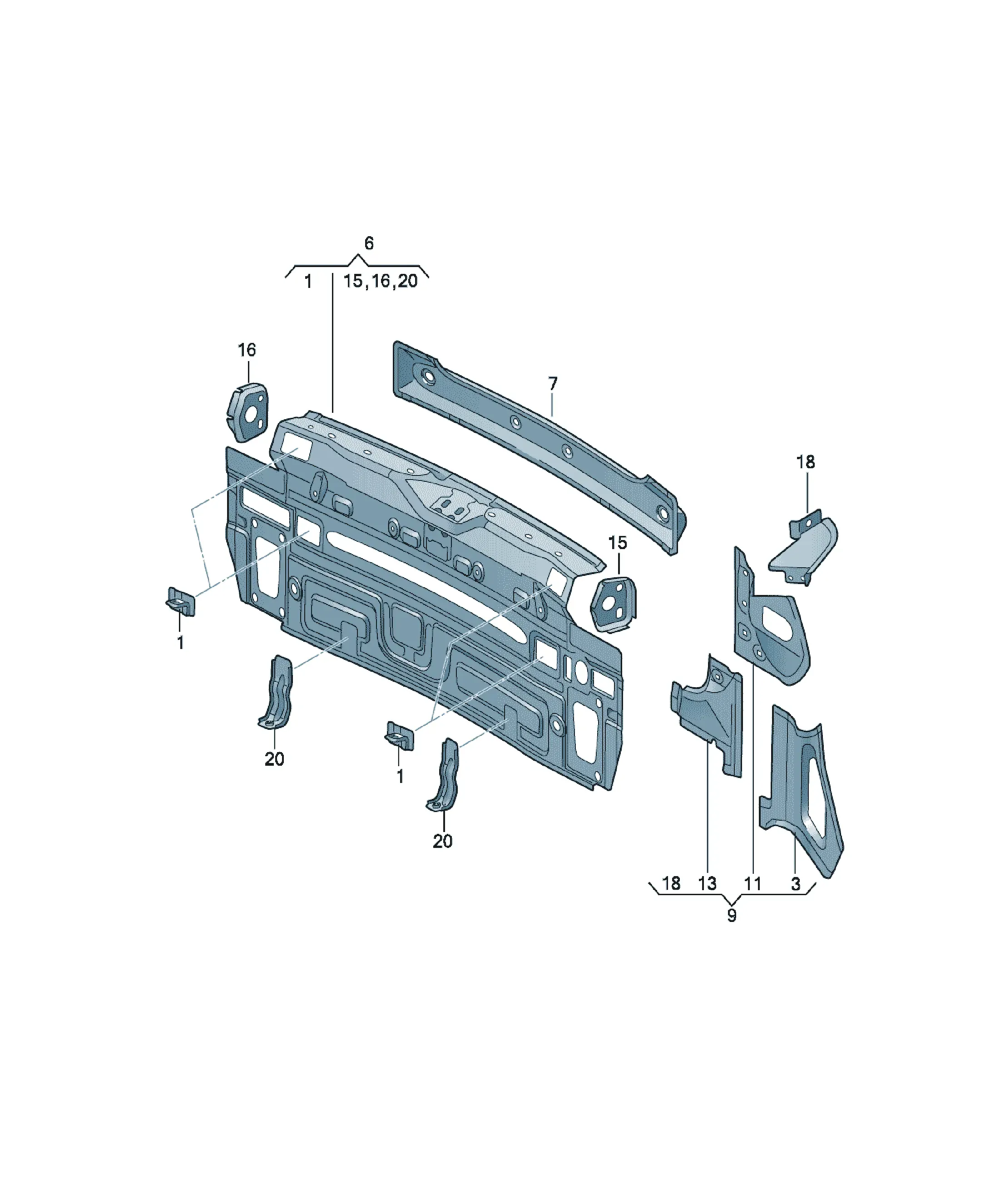 Rear cross panel diagram
