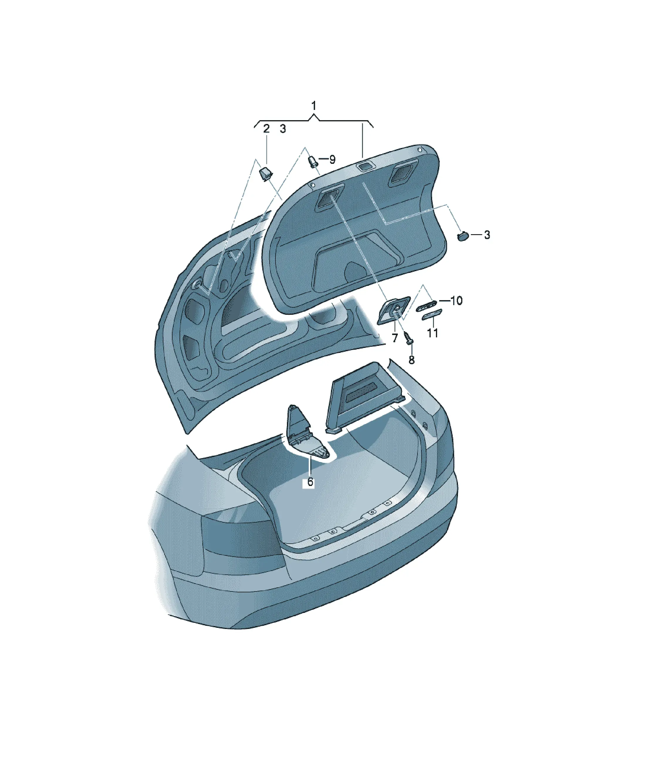Trunk lid trim panel diagram