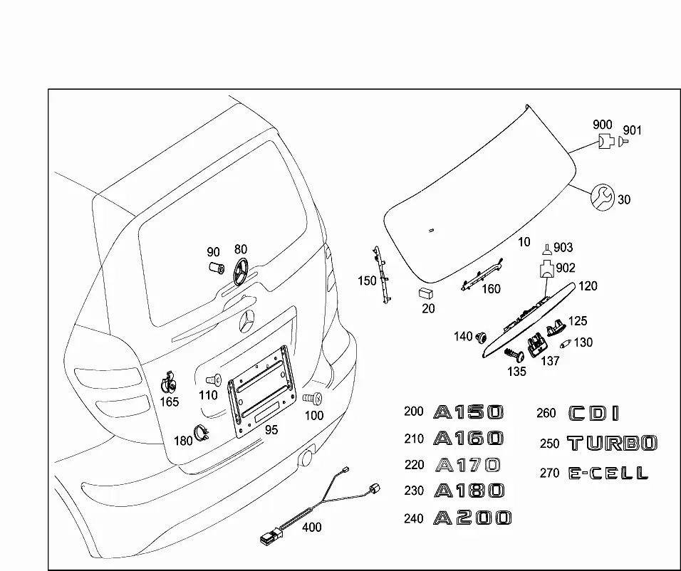 Tailgate components diagram