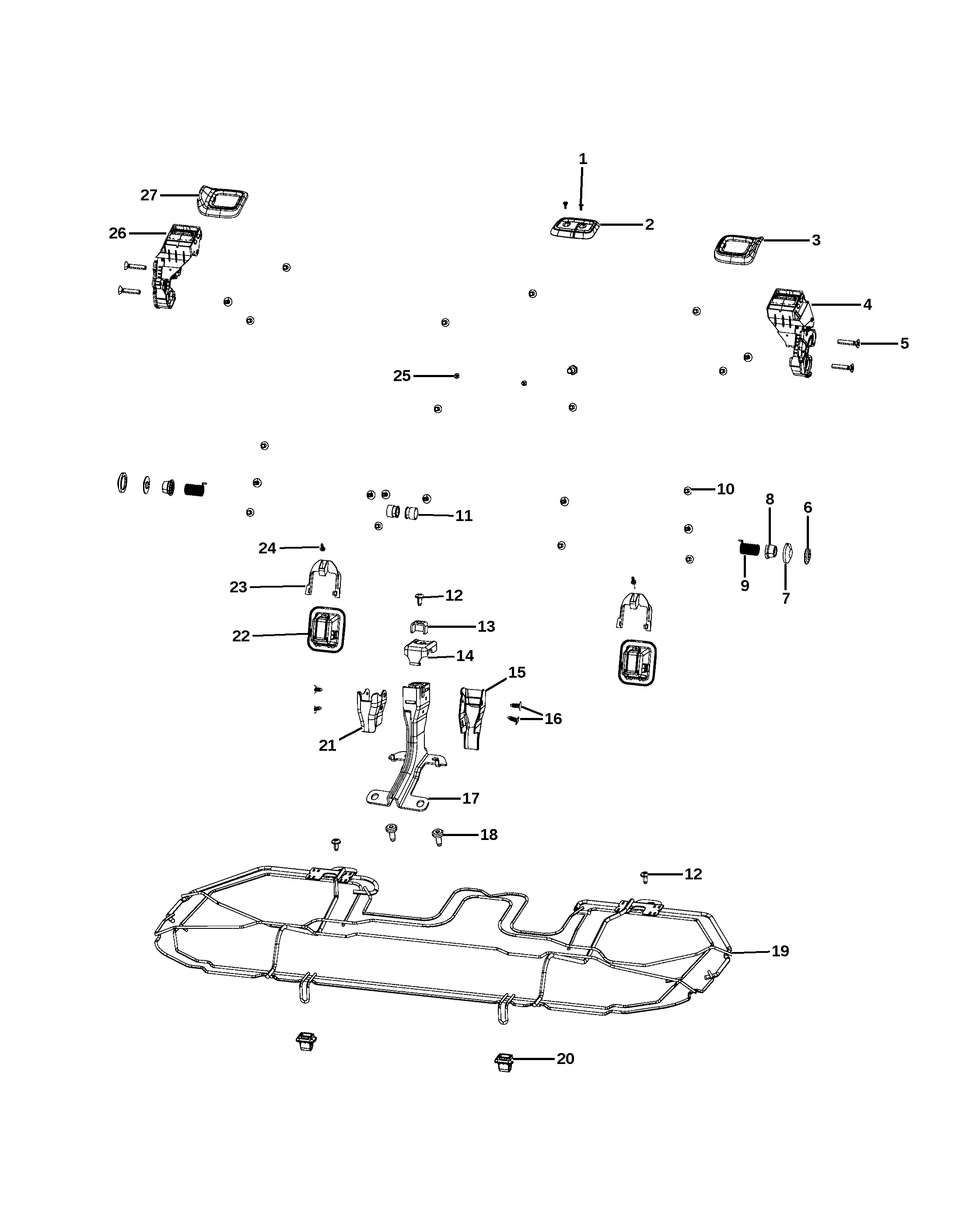 Rear seat (common parts) diagram