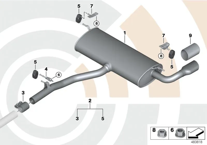 Rear silencer diagram