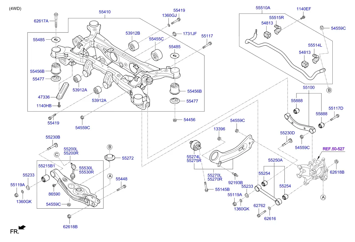 Rear suspension control arms diagram
