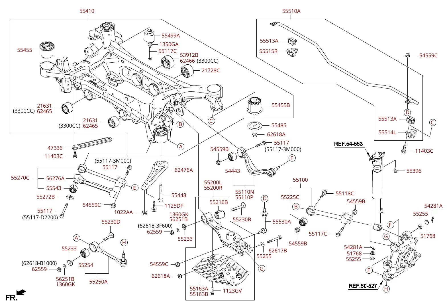 Rear suspension control arms diagram