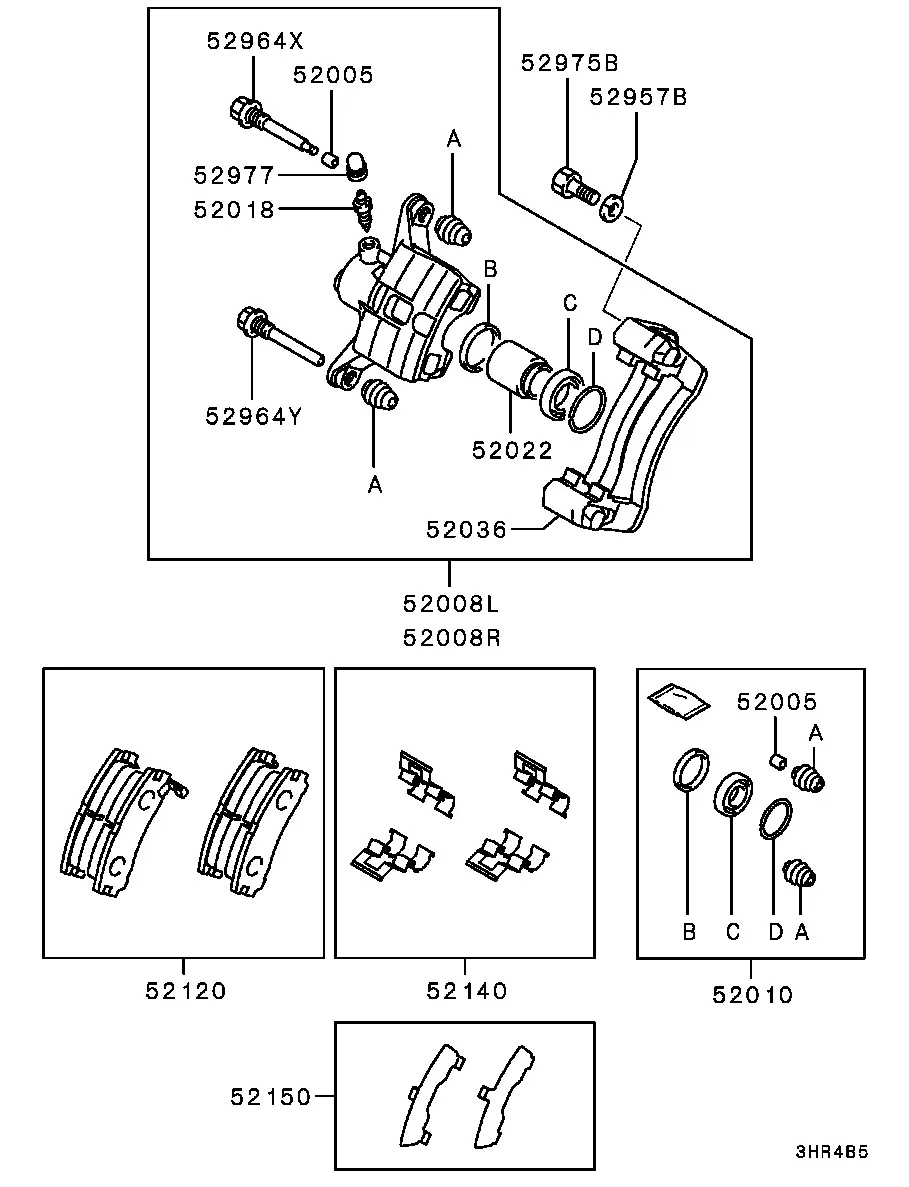 Rear brake caliper diagram
