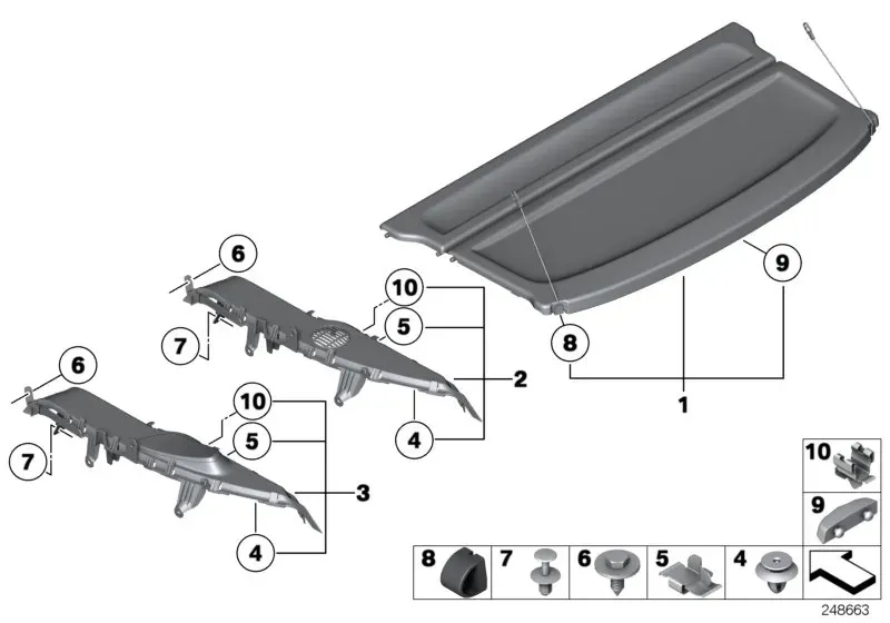 Rear parcel shelf diagram