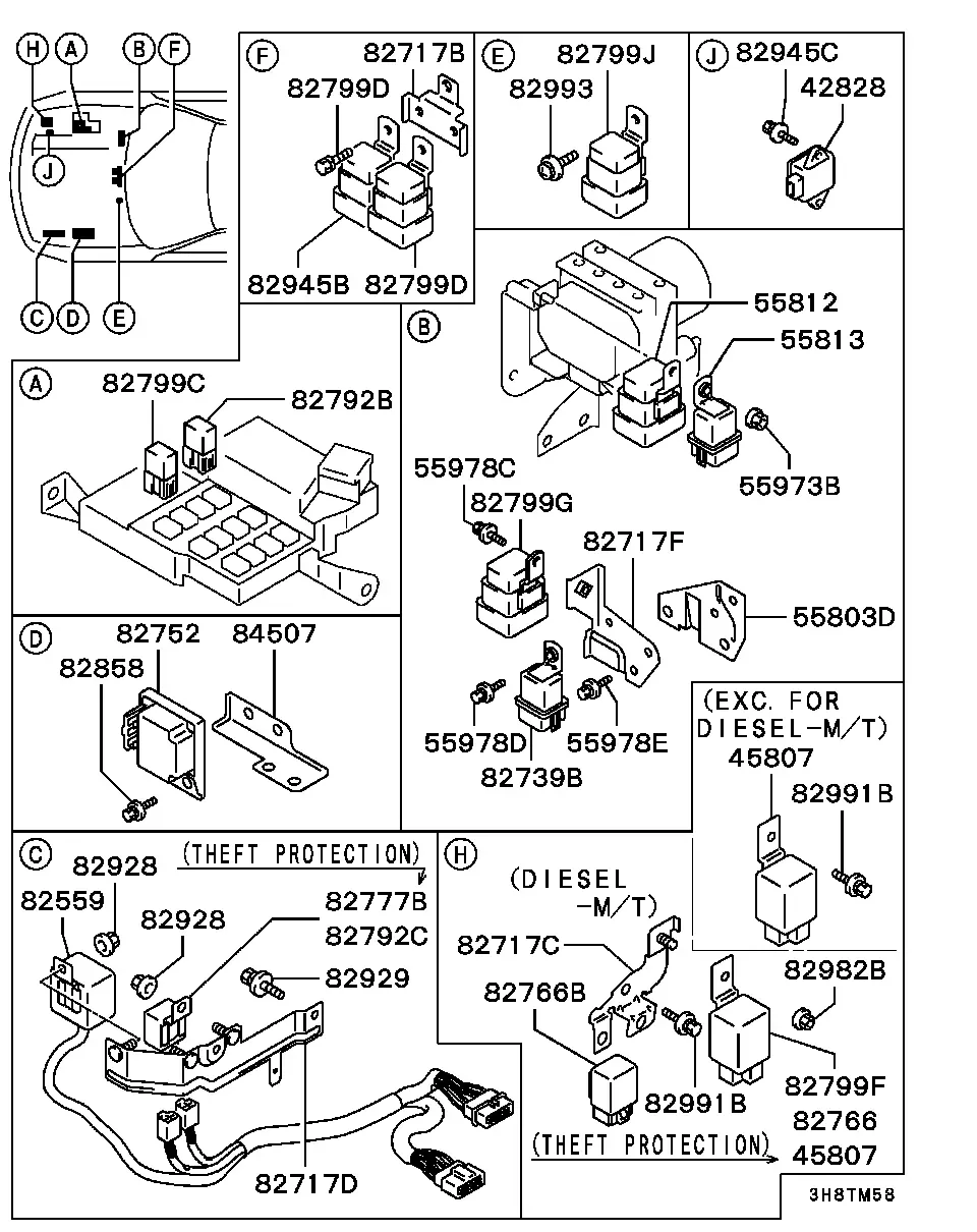 Relay, flasher & Sensor 1 diagram
