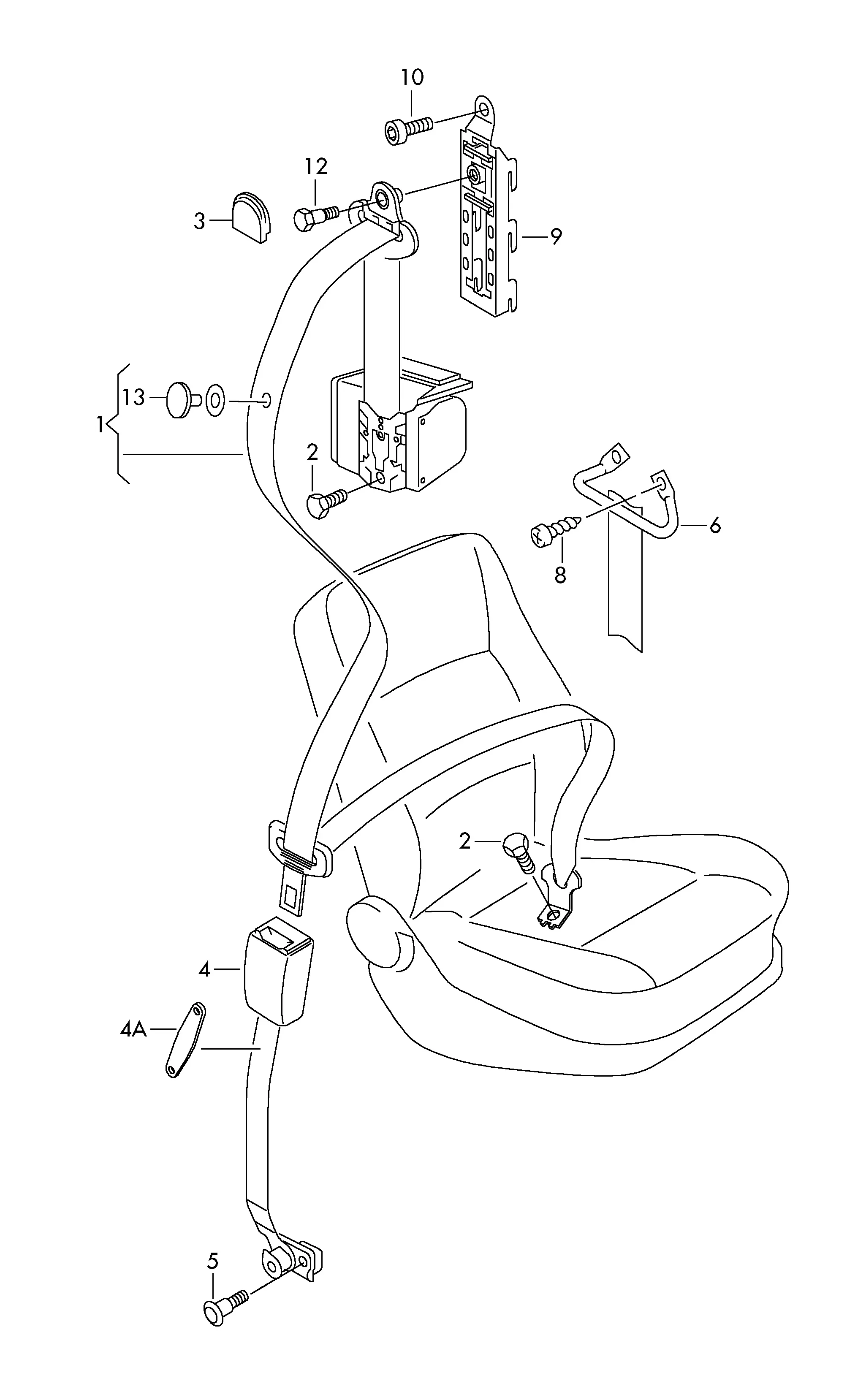 Seat Belt with Pretensioner diagram