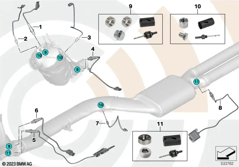 Exhaust Gas Sensor Flange Repair Kit diagram