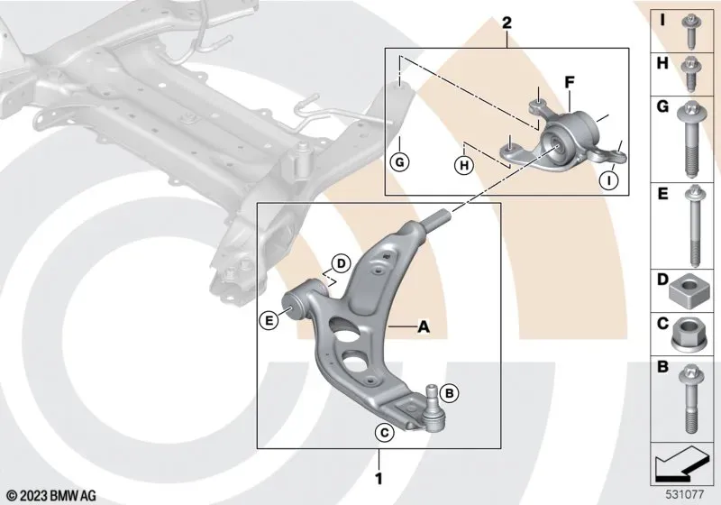 Ремкомплект поперечного рычага подвески diagram