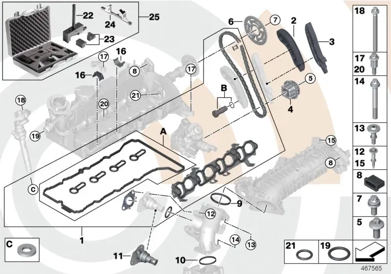 Timing chain repair kit diagram
