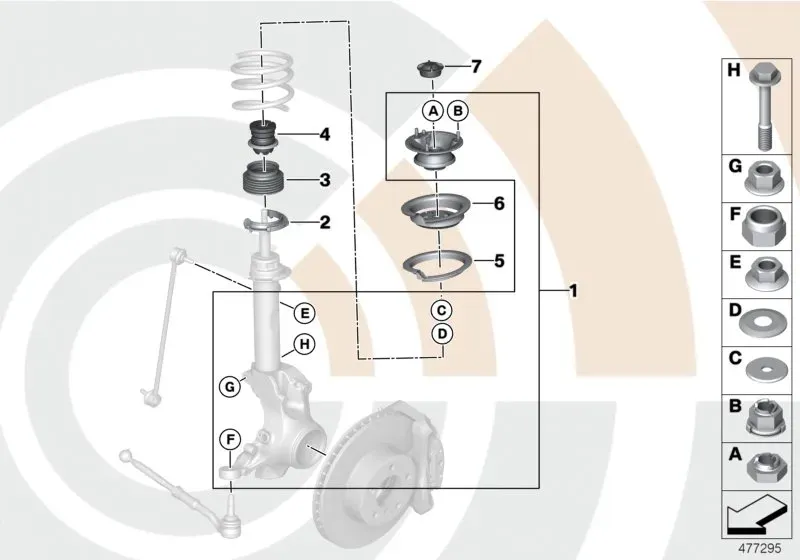 Front shock absorber mount diagram