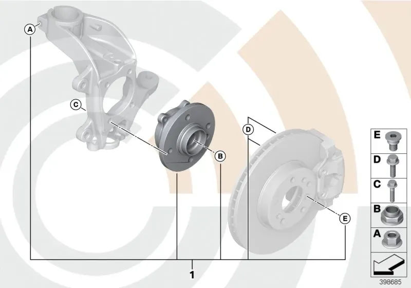 Front wheel hub repair kit diagram