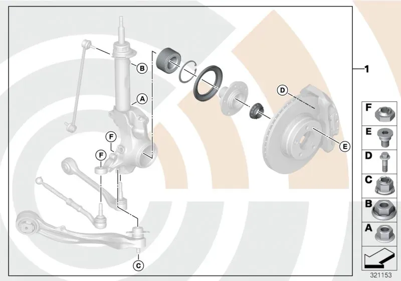 Front wheel hub repair kit diagram