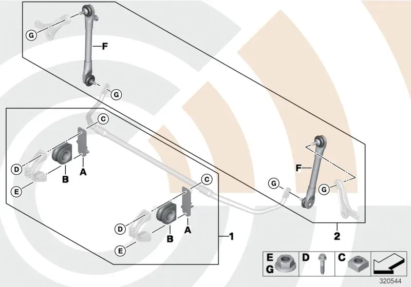 Front anti-roll bar repair kit diagram