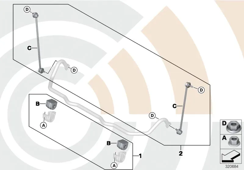 Front anti-roll bar repair kit diagram