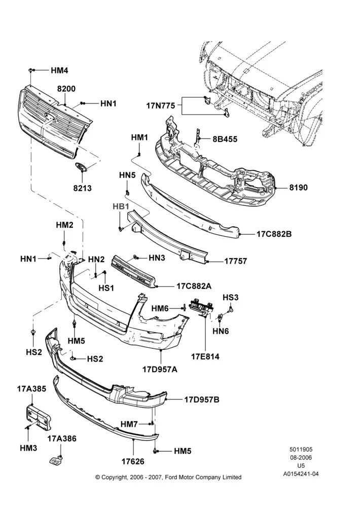 Radiator Grille and Front Bumper diagram