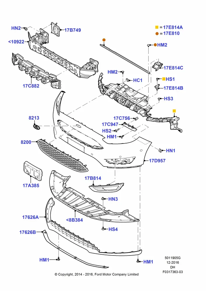 Radiator Grille and Front Bumper diagram