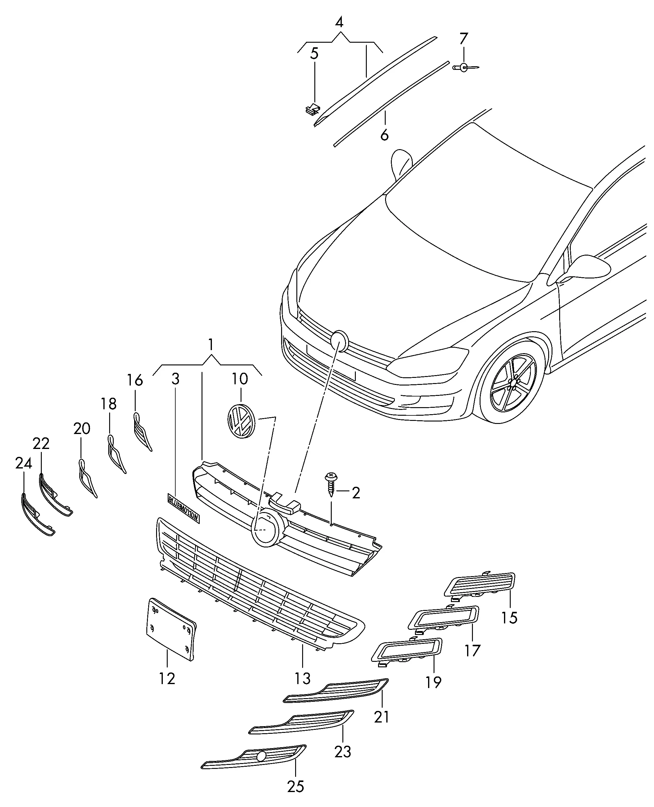 Radiator and Air Intake Grilles diagram