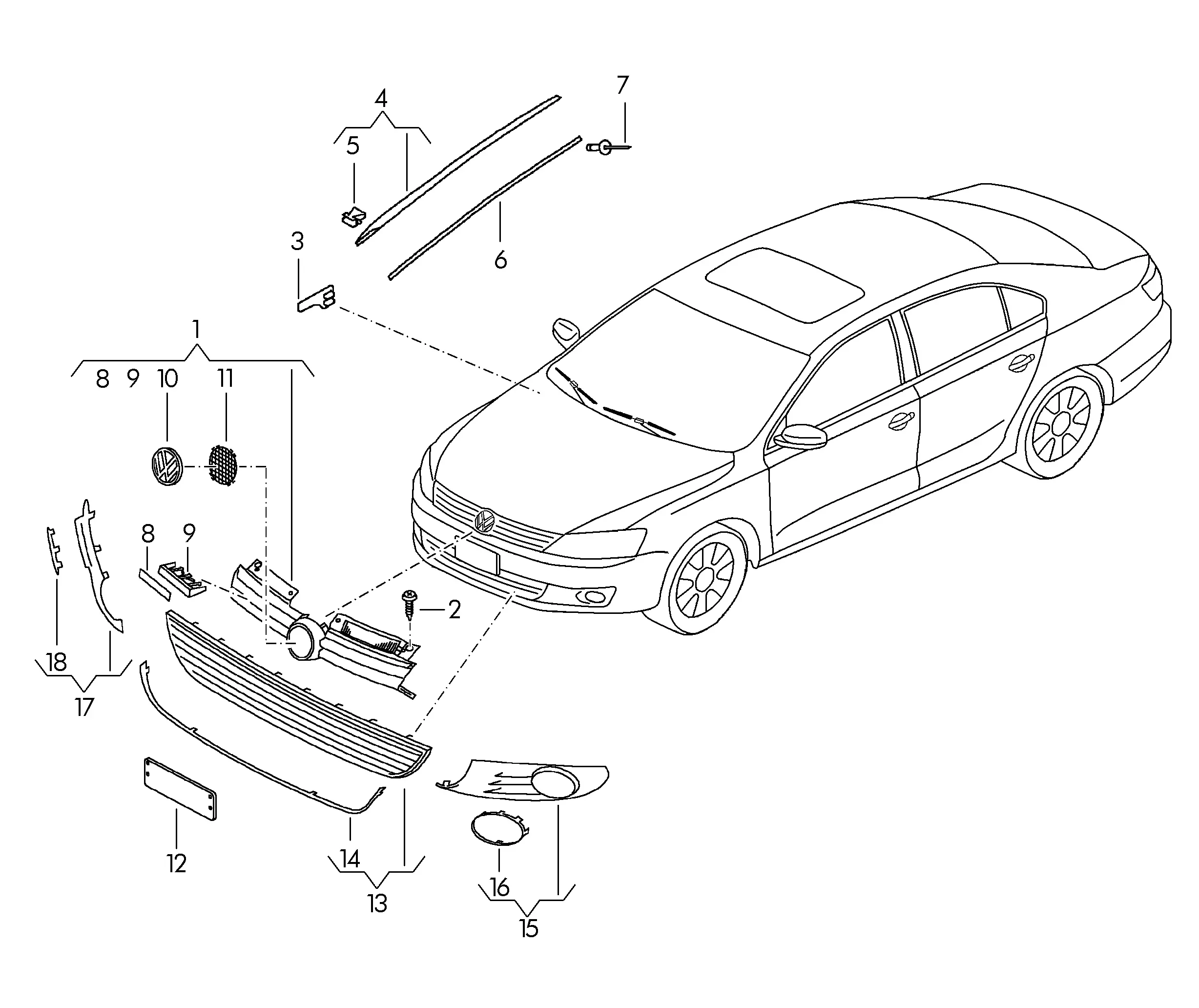 Radiator and Air Intake Grilles diagram