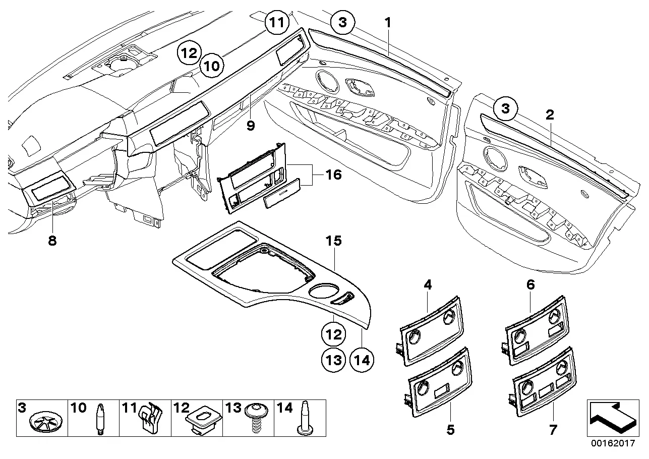 Bamboo interior trim kit diagram