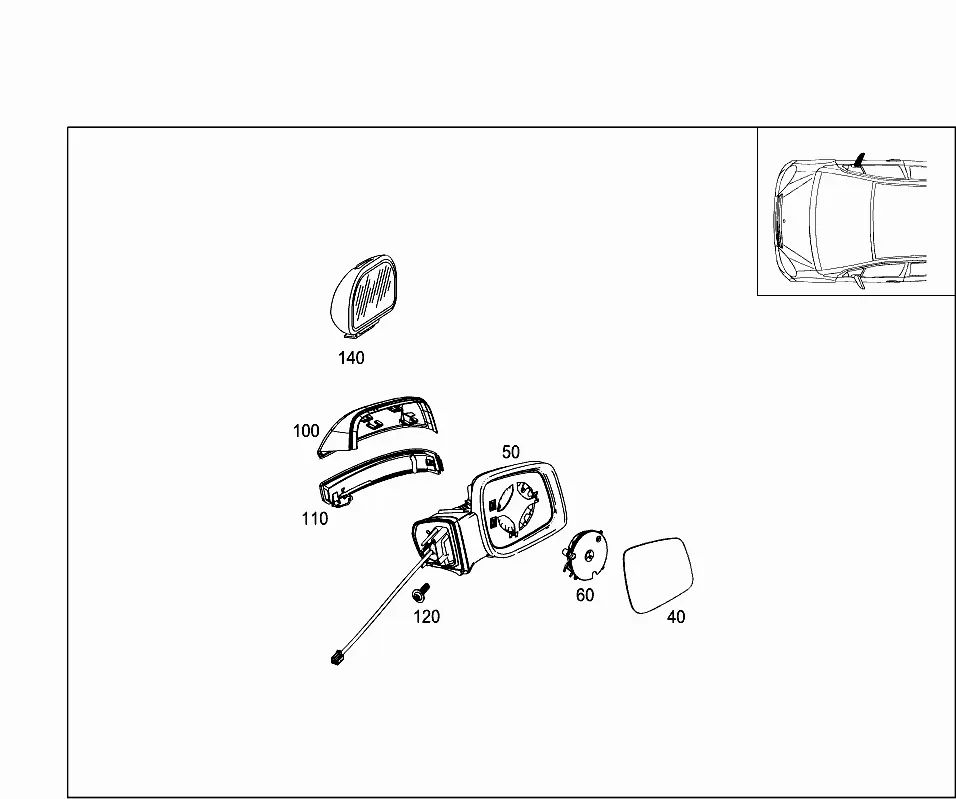 Outside rearview mirror, right diagram