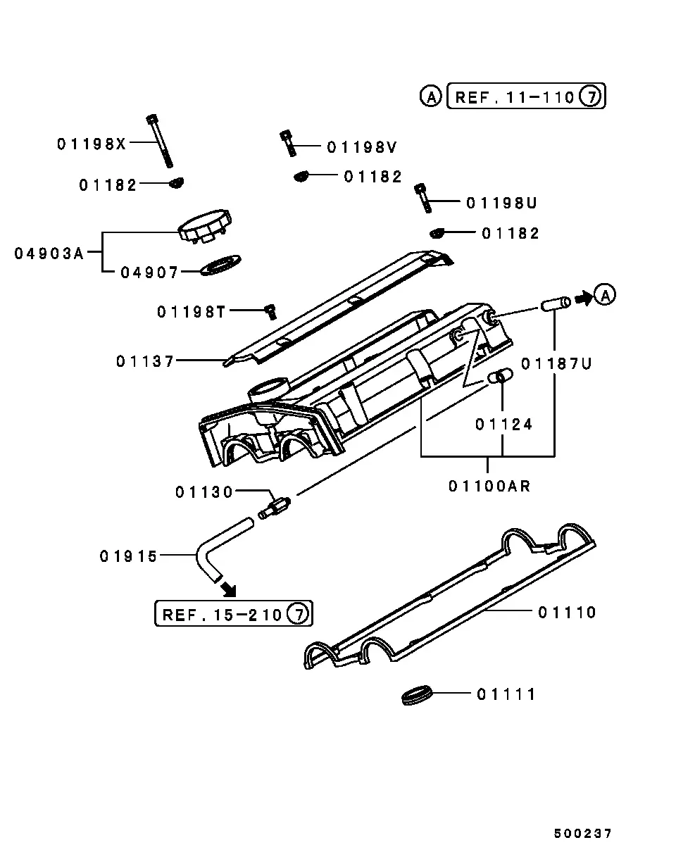 Rocker cover, right diagram
