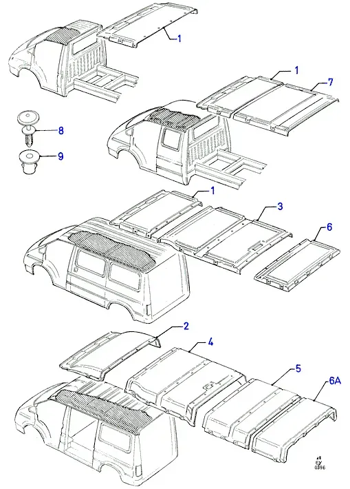 Roof headlining diagram