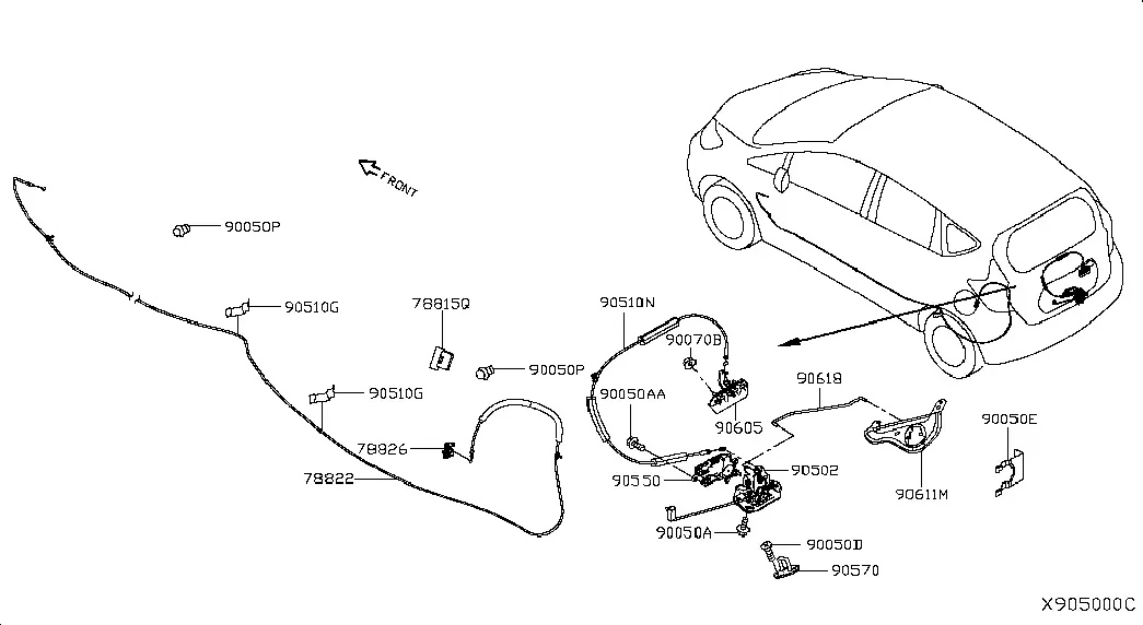 Rear Door Handle and Lock diagram