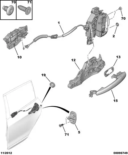 Rear Side Door Handle diagram