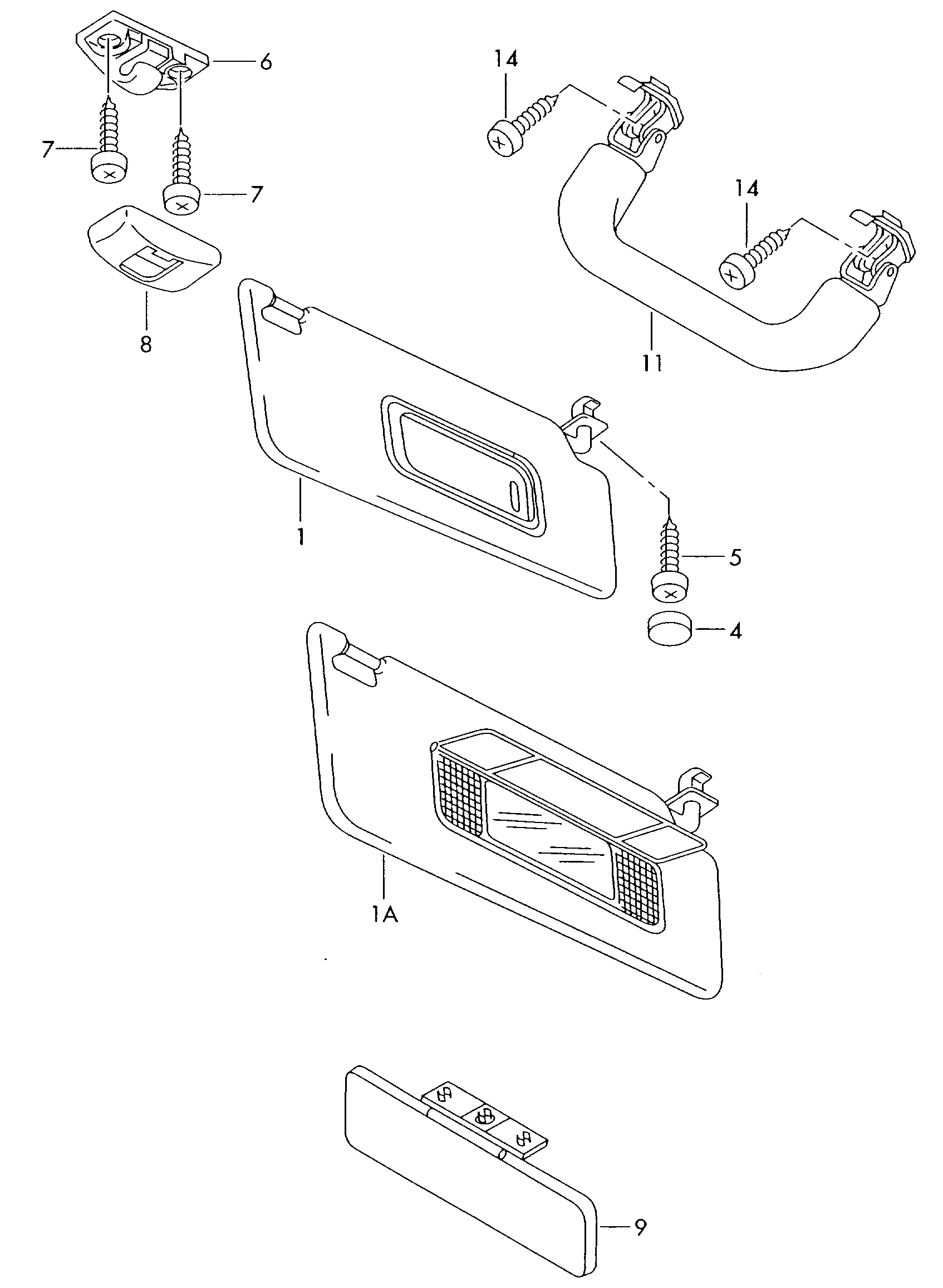 Sun Visor Handles diagram