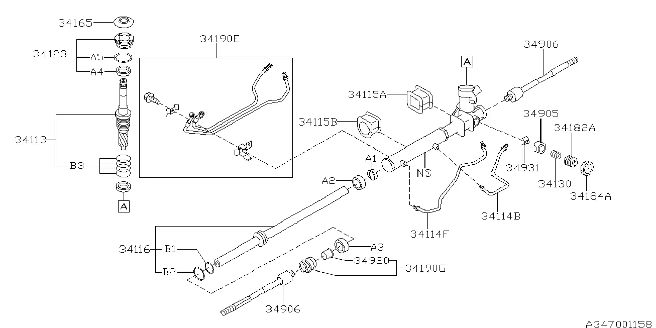 Power Steering Gear Box diagram
