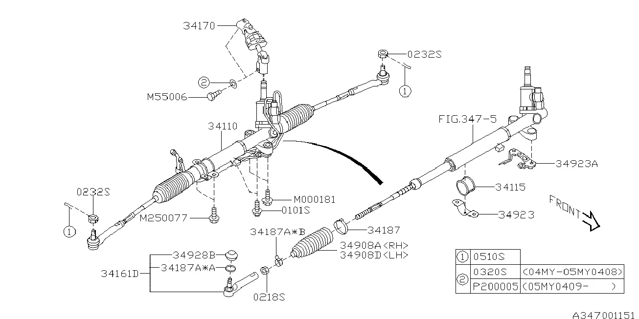 Power Steering Gear Box diagram