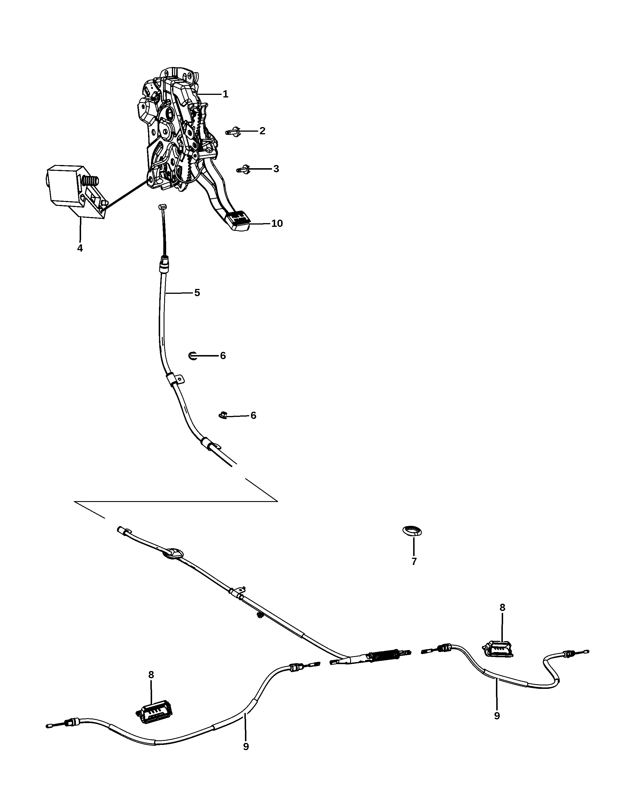 Parking Brake Lever and Cables diagram