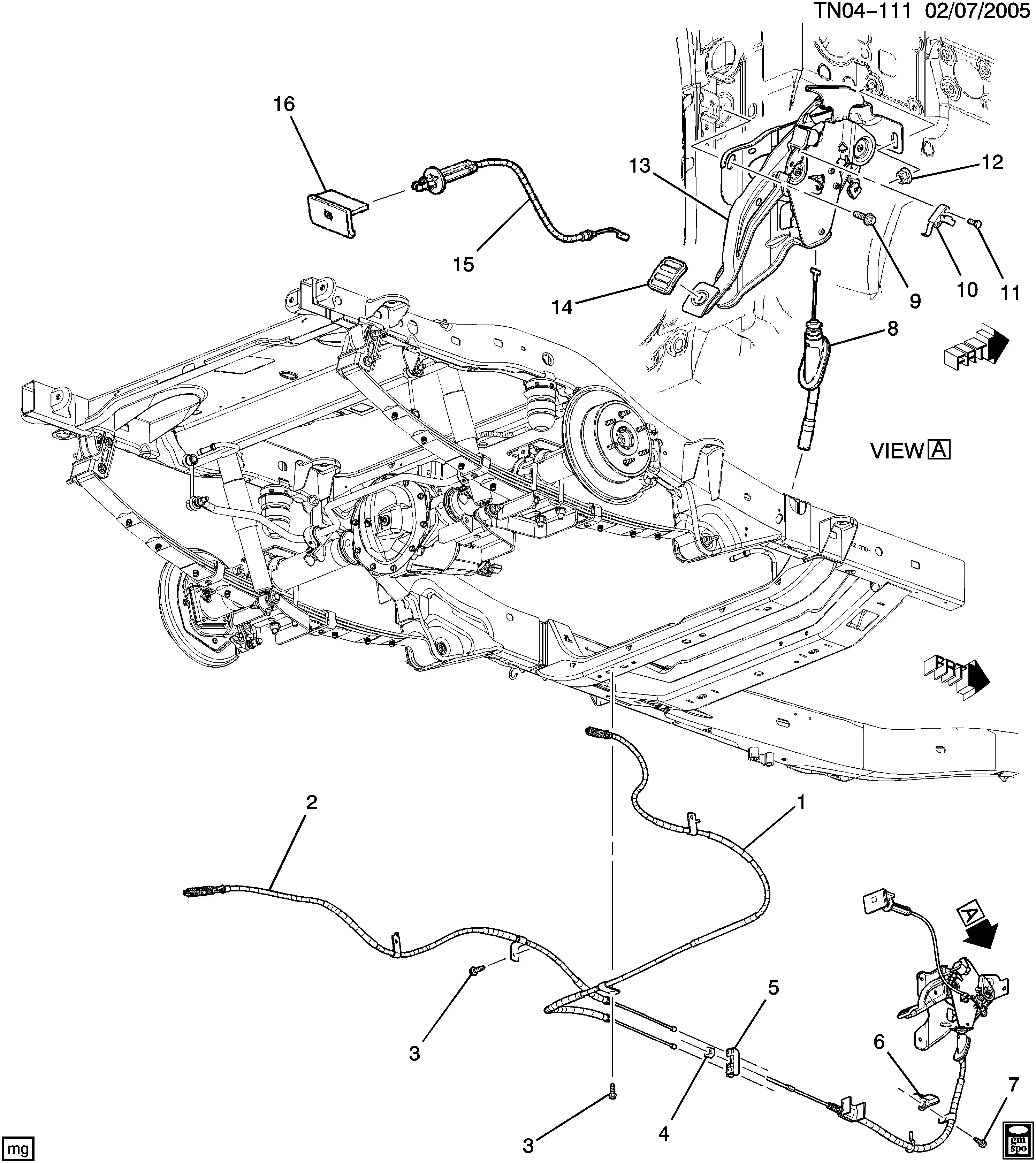 Parking Brake Lever and Cables diagram