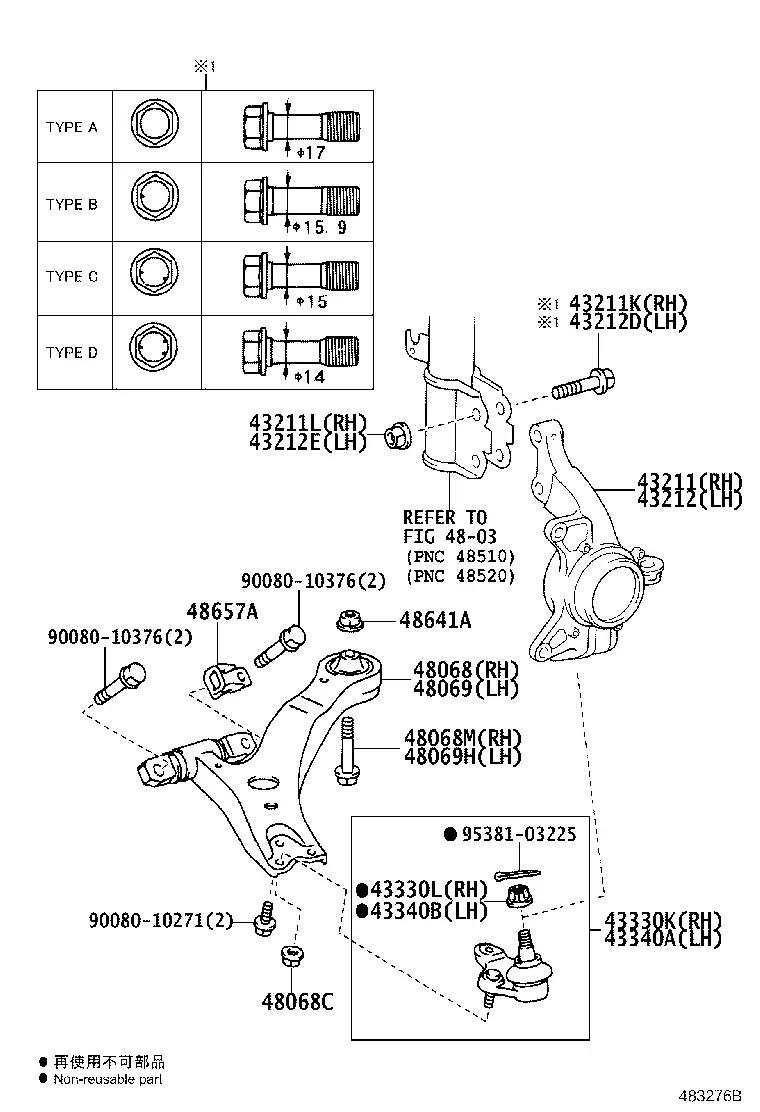 Front Suspension Arm and Steering Knuckle diagram