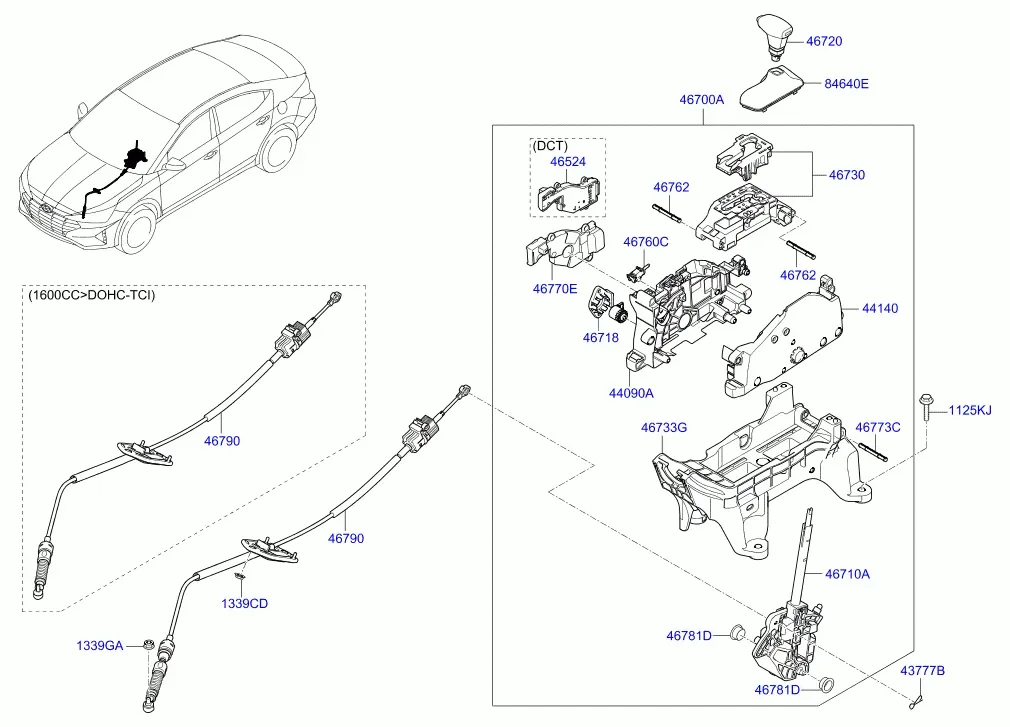 Automatic Transmission Shift Lever diagram