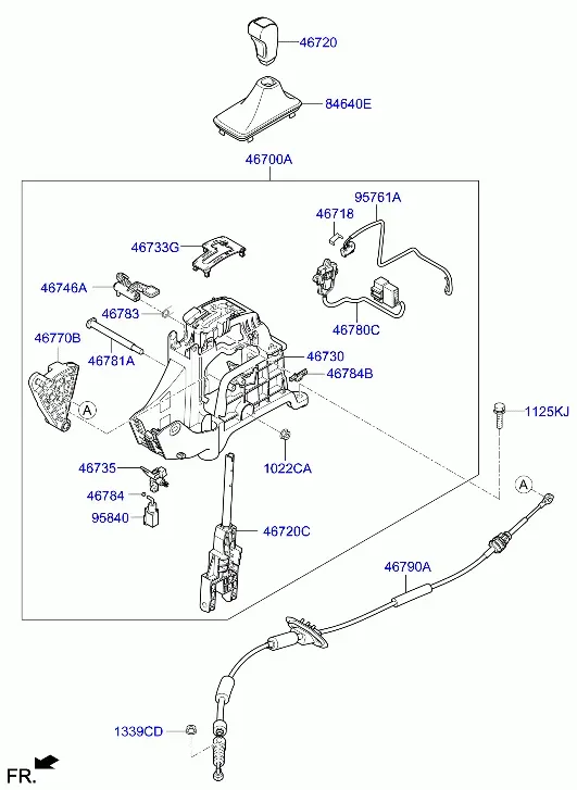 Automatic Transmission Shift Lever diagram