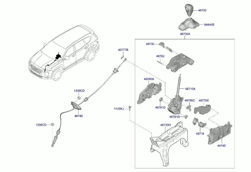Automatic Transmission Shift Lever diagram