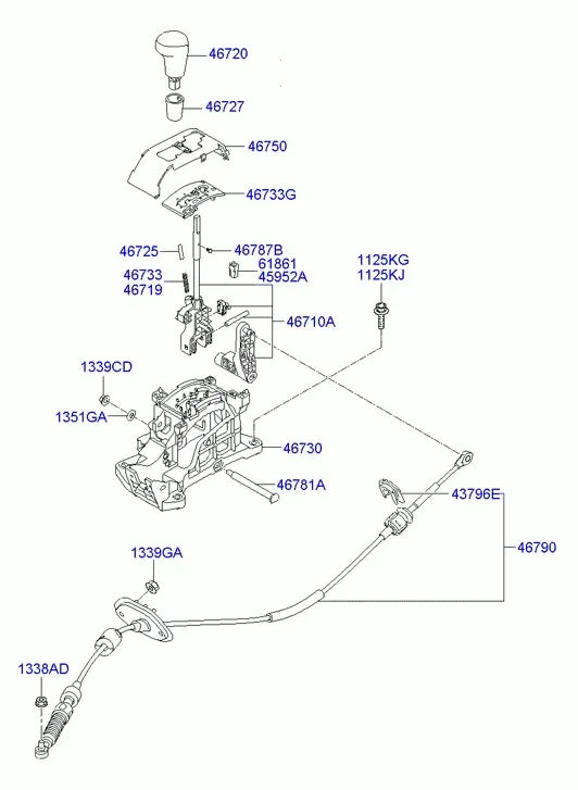 Automatic Transmission Shift Lever diagram