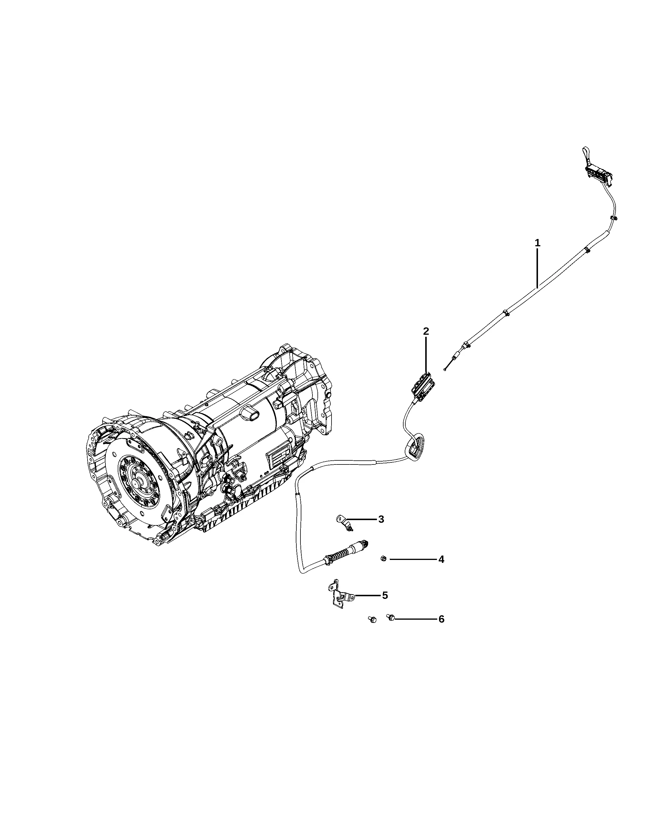 Gearshift Lever, Cable and Bracket diagram
