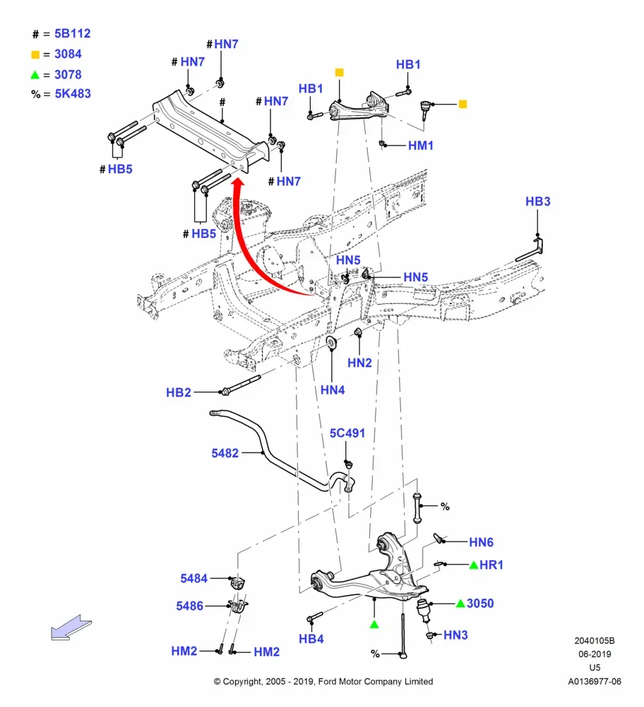 Front Suspension Arms and Stabilizer Bar diagram