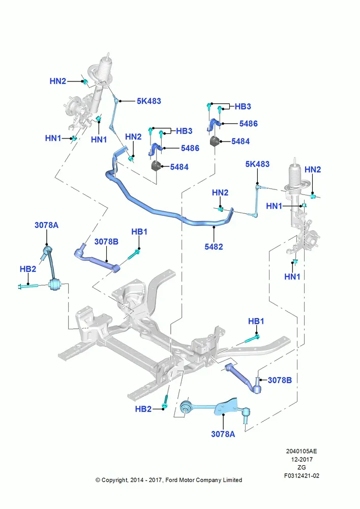Front Suspension Arms and Stabilizer Bar diagram