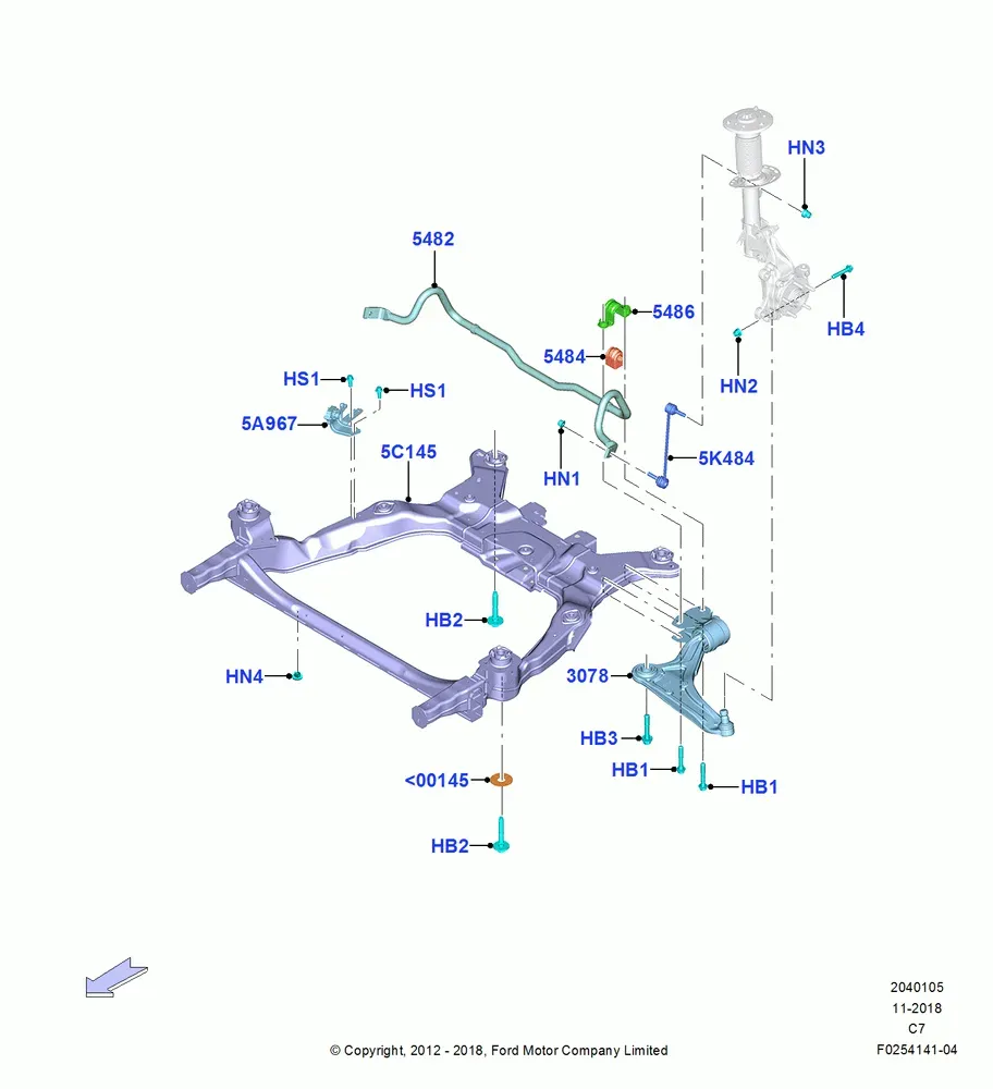 Рычаги передней подвески и стабилизатор diagram