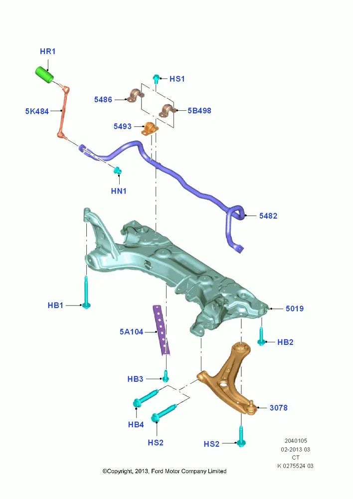 Front Suspension Arms and Stabilizer Bar diagram